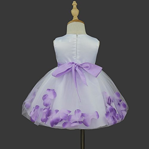 inlzdz vestido de tutú para bebé con flores, sin mangas, para princesa, para primer cumpleaños, para boda, bautismo. Morado Morado ( 12 meses