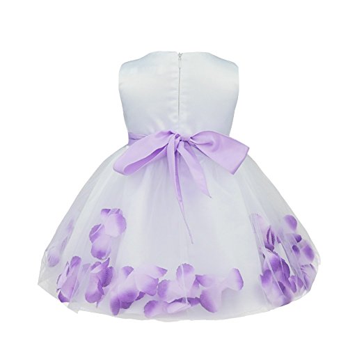 inlzdz vestido de tutú para bebé con flores, sin mangas, para princesa, para primer cumpleaños, para boda, bautismo. Morado Morado ( 12 meses