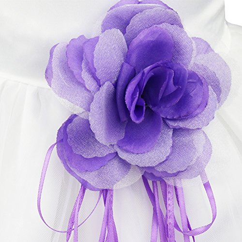 inlzdz vestido de tutú para bebé con flores, sin mangas, para princesa, para primer cumpleaños, para boda, bautismo. Morado Morado ( 12 meses