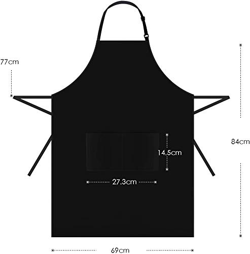 InnoGear - Delantal unisex ajustable con bolsillos para cocina, restaurante, cafetería (negro, poliéster)