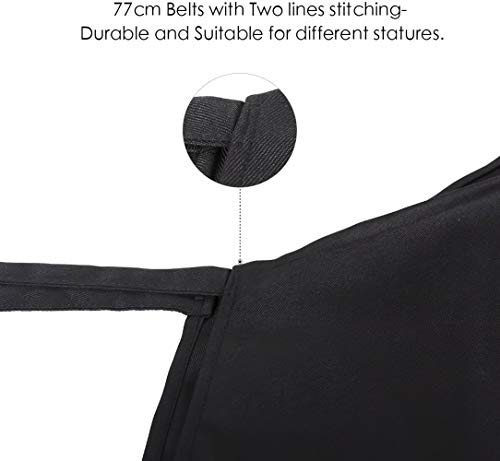 InnoGear - Delantal unisex ajustable con bolsillos para cocina, restaurante, cafetería (negro, poliéster)