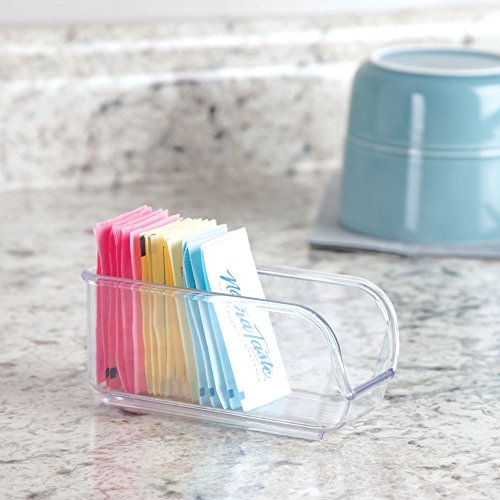 InterDesign Linus cajoneras de plástico para azucarillos | Ideal para utensilios de cocina y sobres de azúcar | Organizador armarios con apertura lateral | Plástico transparente