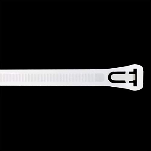 intervisio Bridas de Plastico para Cables Reutilizables / 200mm x 7,6mm / Blanco / 100 Piezas