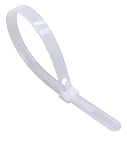 intervisio Bridas de Plastico para Cables Reutilizables / 200mm x 7,6mm / Blanco / 100 Piezas