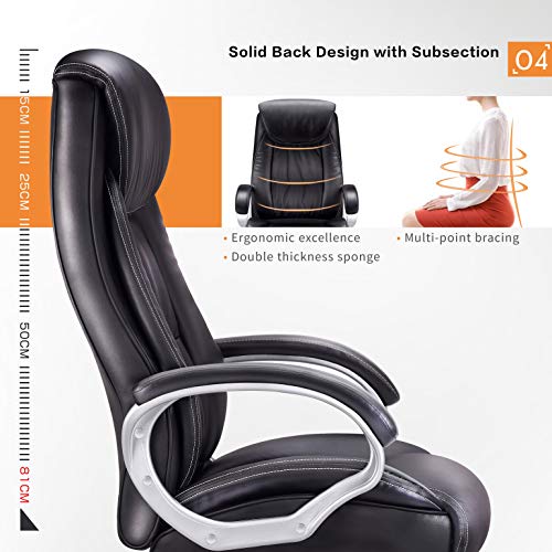 IntimaTe WM Heart Silla de Oficina Respaldo a Alto Altura, Silla de Escritorio de Ordenador en Cuero, Diseño Ergonómico Altura Ajustable, Mecanismo de Inclinación, 360 Grado Giratoria, Negro