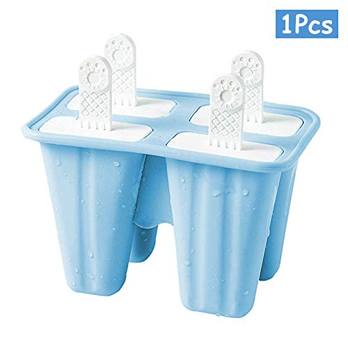 INTVN Molde para Helados, Reutilizable DIY Moldes Silicona Moldes de Polos Paletas de Helado para Picaduras de Huevo Piruleta y Helado Contenedor de Almacenamiento de Alimentos para Bebés Azul