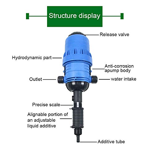 Inyector de fertilizante automático ajustable Dispensador de dosificador de líquido químico alimentado por agua, 20-2500L / h Bomba dosificadora de flujo alimentado por agua para manguera de Ganadería