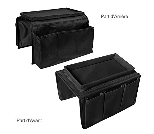 ipenny reposabrazos organizador bolsa de almacenamiento para reposabrazos de sofá con bandeja y multi-pochette de poliéster para portátil Tablet Notebook taza Magazine libro mando a distancia TV