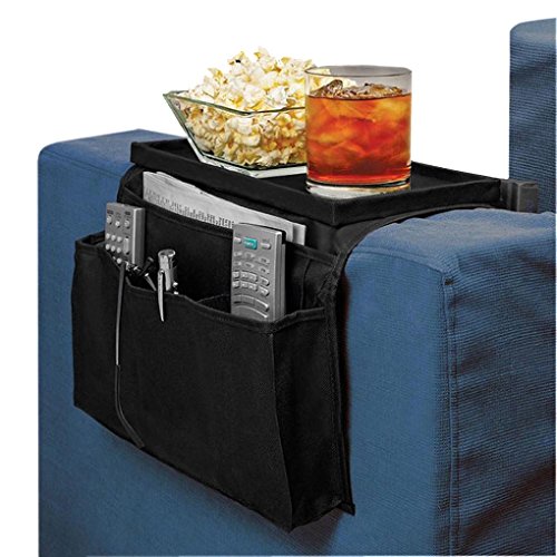 ipenny reposabrazos organizador bolsa de almacenamiento para reposabrazos de sofá con bandeja y multi-pochette de poliéster para portátil Tablet Notebook taza Magazine libro mando a distancia TV