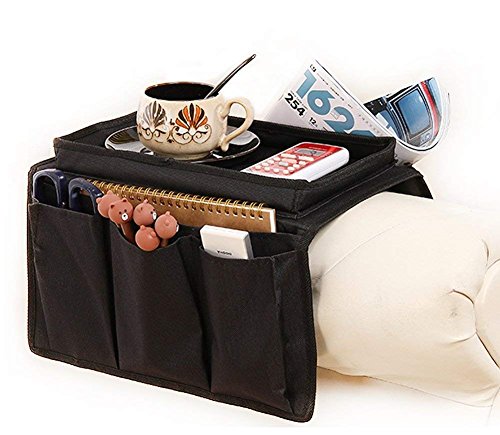 ipenny reposabrazos organizador bolsa de almacenamiento para reposabrazos de sofá con bandeja y multi-pochette de poliéster para portátil Tablet Notebook taza Magazine libro mando a distancia TV