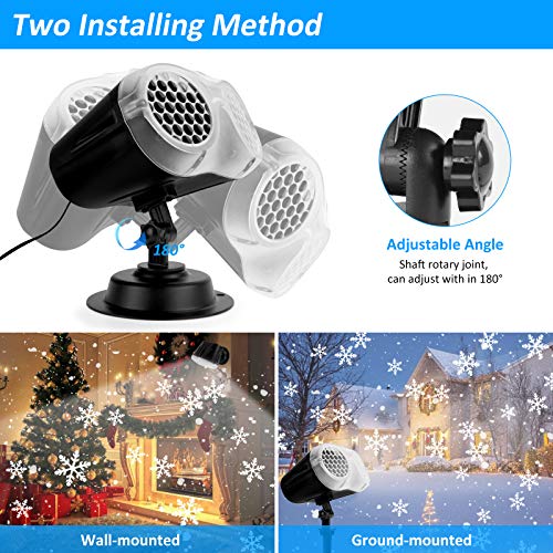 IREGRO Luces de Proyector Navidad,Copos de Nieve Luz de nevadas Navidad Impermeable LED Exterior Decoración Luz de Proyector con Control Remoto Patrón para Regalos,Fiesta,Festivos,Navidad,Boda