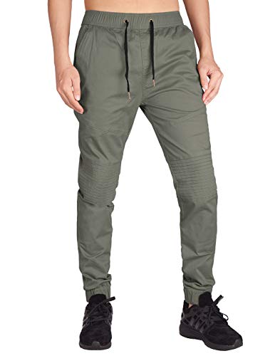 ITALY MORN Pantalón para Hombre Casual Chino Jogging Biker Algodón Slim Fit 7 Colores (XS, Gris Verde)