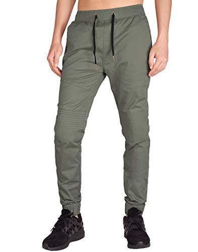 ITALY MORN Pantalón para Hombre Casual Chino Jogging Biker Algodón Slim Fit 7 Colores (XS, Gris Verde)