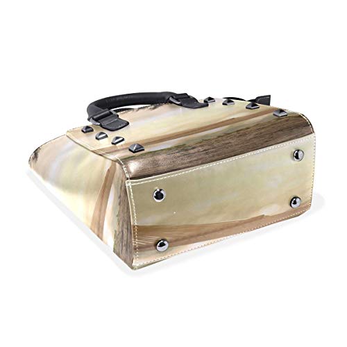 IUBBKI Carry Handbag Hamaca en la playa Sunset Glowing Bokeh Custom Handle Monederos Pu Leather Rivet Portable Fashion Printing Waterp