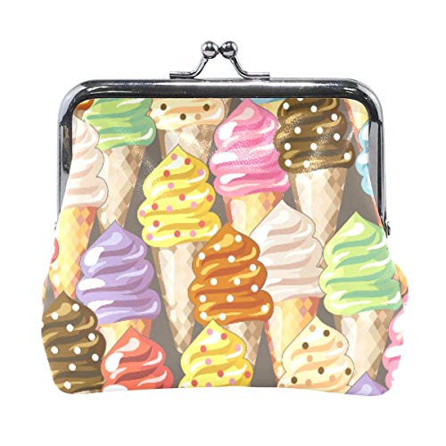 IUBBKI Monedero Colorido Helado Delicioso Amarillo Rosa Morado Monedero Bolsas Cartera de Cambio de Cuero Tarjeta Embrague Bolso