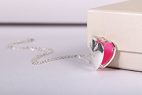 IXIQI - Collar con colgante de titanio bañado en plata con forma de corazón para mujer, se puede abrir para guardar una foto en su interior, incluye caja de regalo