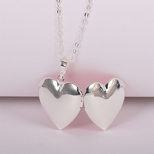 IXIQI - Collar con colgante de titanio bañado en plata con forma de corazón para mujer, se puede abrir para guardar una foto en su interior, incluye caja de regalo