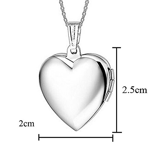 IXIQI - Collar con colgante de titanio bañado en plata con forma de corazón para mujer, se puede abrir para guardar una foto en su interior, incluye caja de regalo