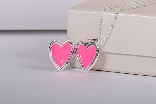 IXIQI - Collar con colgante de titanio bañado en plata con forma de corazón para mujer, se puede abrir para guardar una foto en su interior, incluye caja de regalo