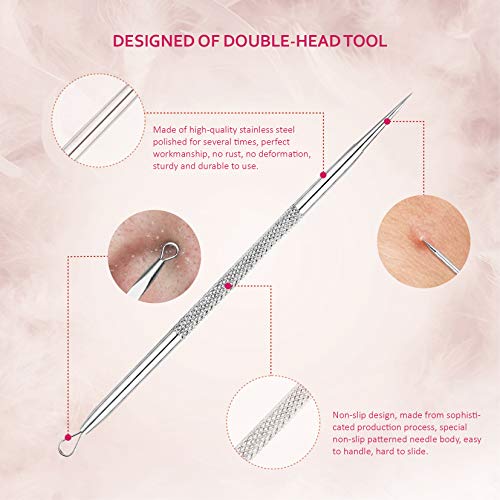 IZUKU Extractor de Puntos Negros Kit de 6Pcs [Nueva Caja de Metal] Blackhead Remover Aguja de Acné para Quita Espinillas Granos Comedones