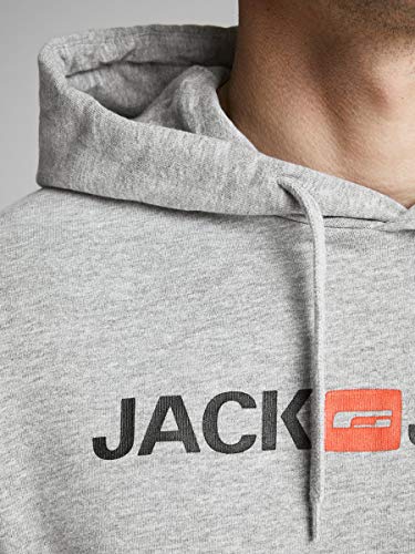 Jack & Jones Jjecorp Logo Sweat Hood Noos Capucha, Gris (Light Grey Melange Detail:Reg Fit - Melange), Large para Hombre