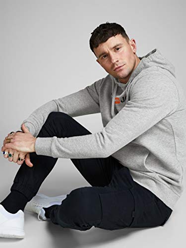 Jack & Jones Jjecorp Logo Sweat Hood Noos Capucha, Gris (Light Grey Melange Detail:Reg Fit - Melange), Large para Hombre