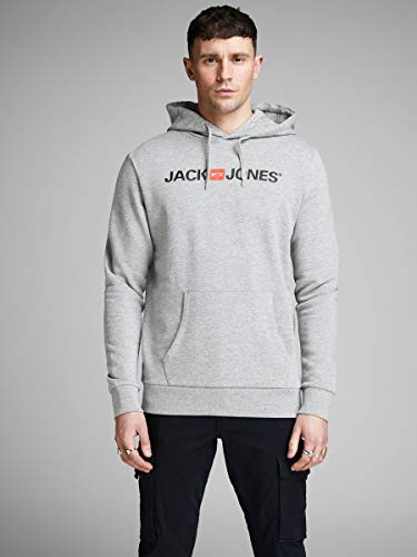 Jack & Jones Jjecorp Logo Sweat Hood Noos Capucha, Gris (Light Grey Melange Detail:Reg Fit - Melange), Large para Hombre