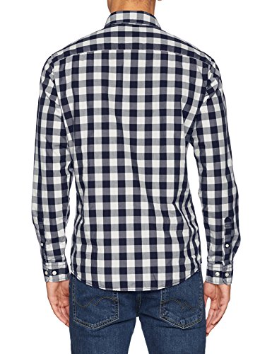 Jack & Jones Jjegingham Shirt L/s Camisa, Multicolor (White Checks:Mixed Navy), Medium para Hombre