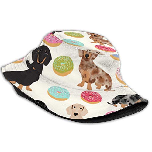 Jacklee - Gorro de viaje unisex con diseño de libélulas Doxie Dachshunds Donuts Cute - Figura decorativa, diseño de perro salchicha Talla única