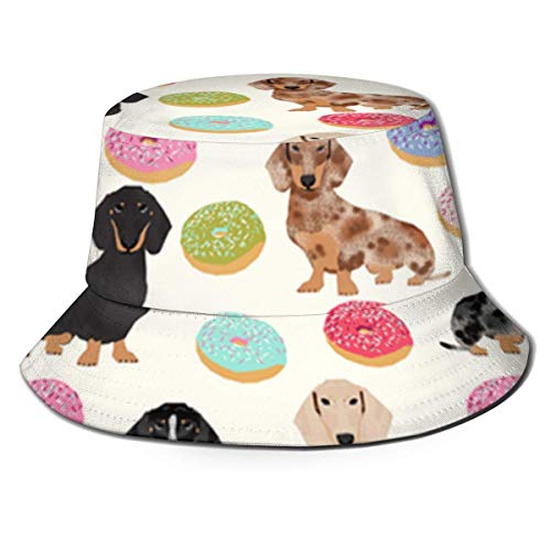 Jacklee - Gorro de viaje unisex con diseño de libélulas Doxie Dachshunds Donuts Cute - Figura decorativa, diseño de perro salchicha Talla única