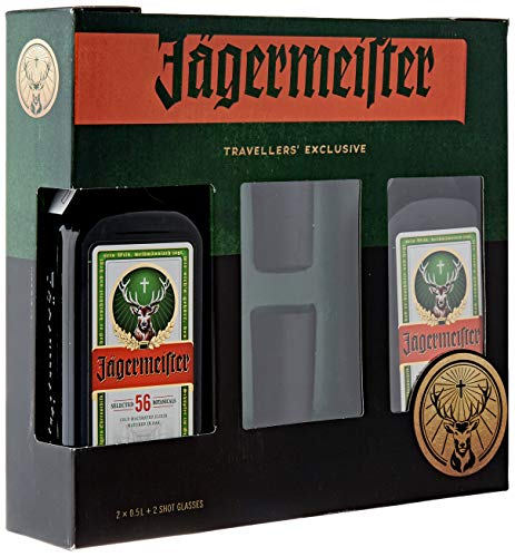 Jagermeister - Licor con 2 Vasos, 2 x 500 ml