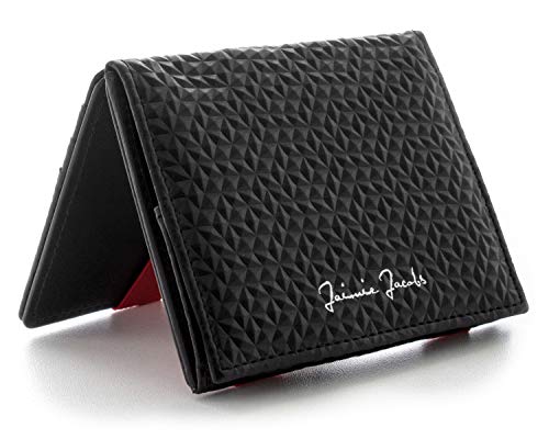 Jaimie Jacobs Cartera Mágica Flap Boy Magic Wallet Carteras Hombres Cuero auténtico (Diamante Negro con Rojo)