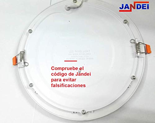 JANDEI - 2x Downlight LED 18W Redondo Plano De Empotrar Luz Blanca Fría 6000K, Aluminio Aro Blanco Mate, Para Hueco De 200-205mm Blanco …