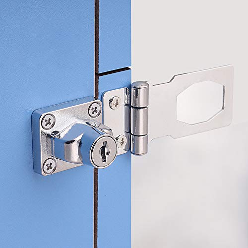 JaneYi (2 Piezas) Cerrojo de Metal 65mm Hebilla del Pestillo de La Puerta con Candado y Llave - Cromado Hardware para Cerrar Cobertizo Puertas Gabinetes Cajas Mueble