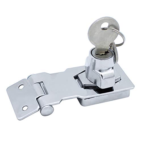 JaneYi (2 Piezas) Cerrojo de Metal 65mm Hebilla del Pestillo de La Puerta con Candado y Llave - Cromado Hardware para Cerrar Cobertizo Puertas Gabinetes Cajas Mueble