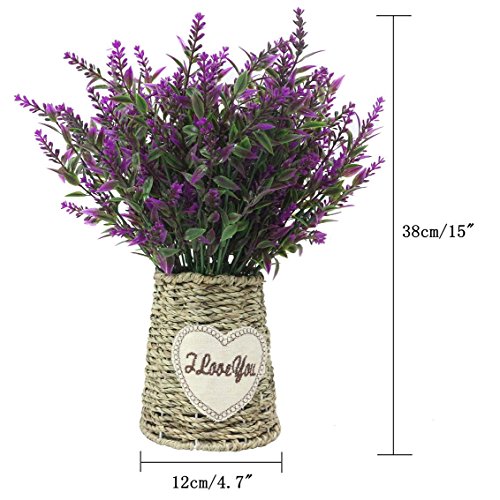 JAROWN - Maceta vintage de flores de lavanda artificiales con cuerda trenzada para decoración del hogar