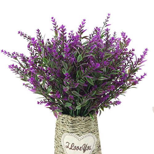 JAROWN - Maceta vintage de flores de lavanda artificiales con cuerda trenzada para decoración del hogar