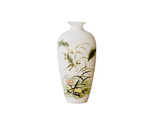 Jarrón Chino clásico de Porcelana China Antigua jarrón de Flores de caolín decoración del hogar jarrones de Flores de Ciruelo Hechos a Mano garceta China