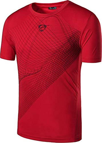 jeansian Hombres 3 Paquetes Deporte Secado Rapido Mangas Cortas Camiseta De Compresion tee LSL069 193 2003 Red XL