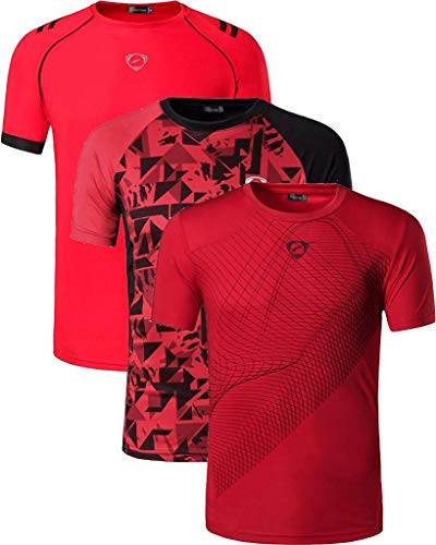 jeansian Hombres 3 Paquetes Deporte Secado Rapido Mangas Cortas Camiseta De Compresion tee LSL069 193 2003 Red XL