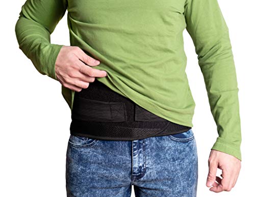 JeVx Faja Lumbar para la Espalda REFORZADA DOBLE CIERRE Y TIRANTES - Talla XL para Hombre Cinturon Elastico Reforzado para Trabajo y Deporte Corrector de Postura Ajustable Abdominal Dolor Compresora