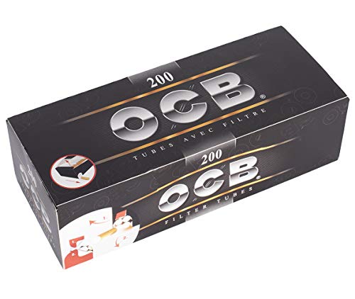 JeVx Maquina Liadora de Tabaco + 200 Tubos con Filtro OCB - Entubador Electrico para LLenado de Cigarros Entubar Cigarrillos de Fumar Entubadora Electrica para Liar