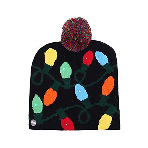 Jfs Sombrero de Navidad de Tejido lámpara LED Sombrero de Punto de Copos de Nieve de Pan de Jengibre de árbol de Navidad para   decoración, B