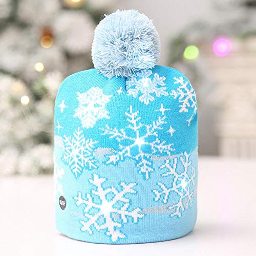 Jfs Sombrero de Navidad de Tejido lámpara LED Sombrero de Punto de Copos de Nieve de Pan de Jengibre de árbol de Navidad para   decoración, B