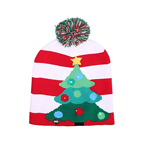 Jfs Sombrero de Navidad de Tejido lámpara LED Sombrero de Punto de Copos de Nieve de Pan de Jengibre de árbol de Navidad para   decoración, B