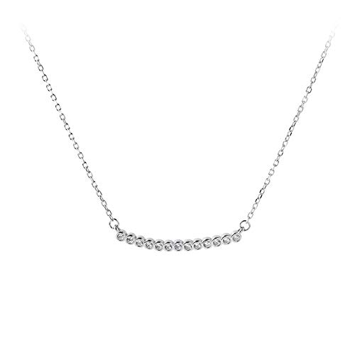 JHDKSK Collar S925 Plata Esterlina Viento Frío Curvado Diamante