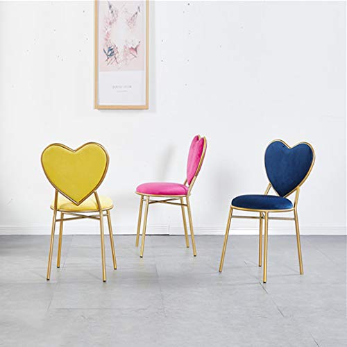 JHSLXD Love Shape Tocador Silla De Maquillaje Gold Restaurant Iron Art Dining Chair Multiuso Lounge Chair Sillón Chica Dormitorio Decoración Silla De Lectura Muebles,Rosado