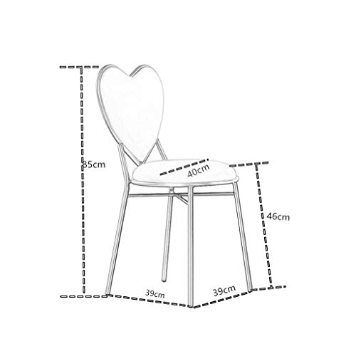 JHSLXD Love Shape Tocador Silla De Maquillaje Gold Restaurant Iron Art Dining Chair Multiuso Lounge Chair Sillón Chica Dormitorio Decoración Silla De Lectura Muebles,Rosado