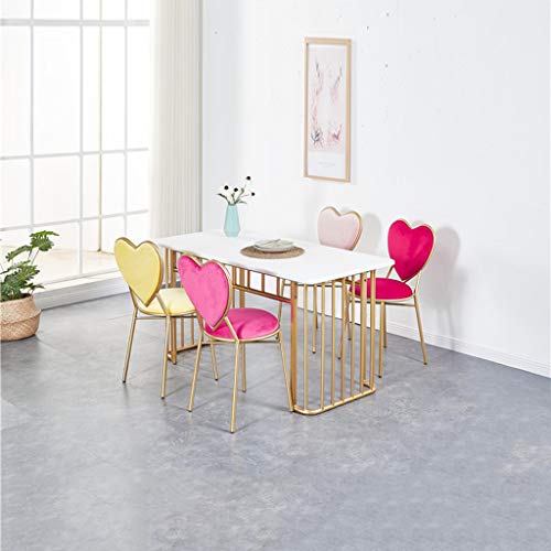 JHSLXD Love Shape Tocador Silla De Maquillaje Gold Restaurant Iron Art Dining Chair Multiuso Lounge Chair Sillón Chica Dormitorio Decoración Silla De Lectura Muebles,Rosado