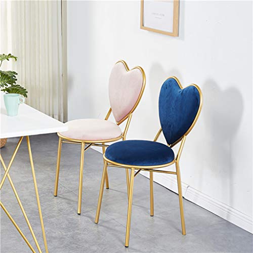 JHSLXD Love Shape Tocador Silla De Maquillaje Gold Restaurant Iron Art Dining Chair Multiuso Lounge Chair Sillón Chica Dormitorio Decoración Silla De Lectura Muebles,Rosado